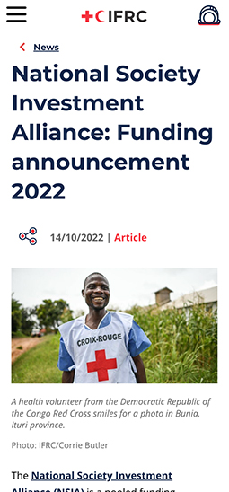 screenshot of an article page on ifrc.org