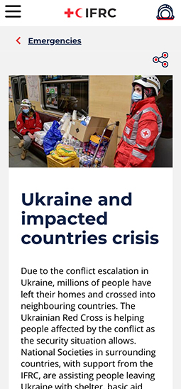 screenshot of an emergency page on ifrc.org