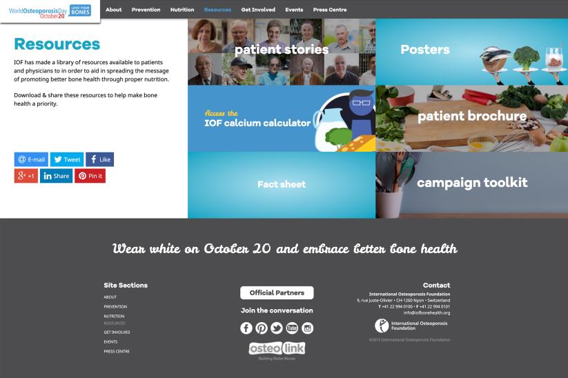 Screenshot of the worldosteoporosisday.org website resources page